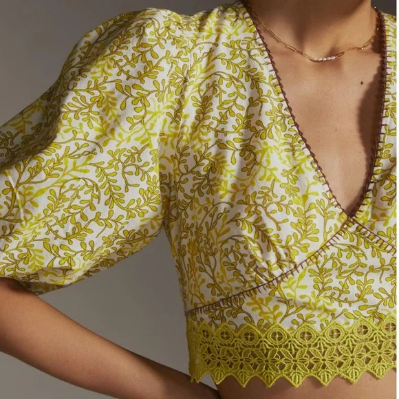 Anthropologie Let Me Be Lace Inset Blouse - Picture 3 of 10